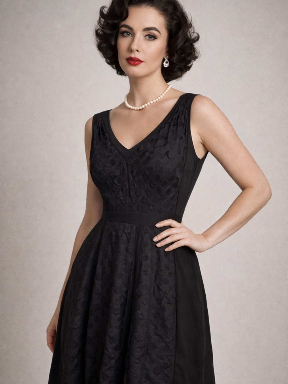 Tory Burch 100% Silk Black Textured Fit & Flare Dress Size 10 fall fashion